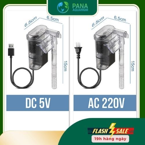 Lọc Thác Mini Trong Suốt Chống Ồn Cho Bể Cá Cảnh, Bể Thủy Sinh - Pana Aquarium