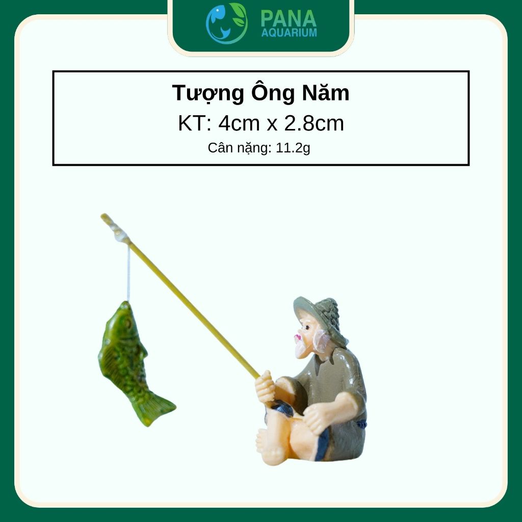 Trang trí tiểu cảnh decor bể cá tượng ông lão câu cá